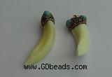 CGP387 10*55mm - 15*60mm horn wolf tooth & turquoise pendants