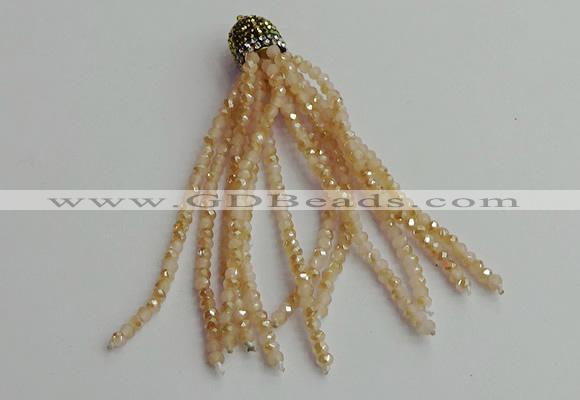 CGP435 2*3mm faceted rondelle handmade chinese crystal tassel pendants