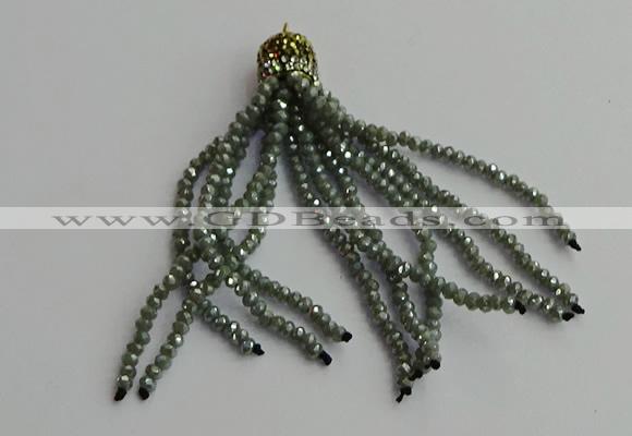 CGP438 2*3mm faceted rondelle handmade chinese crystal tassel pendants