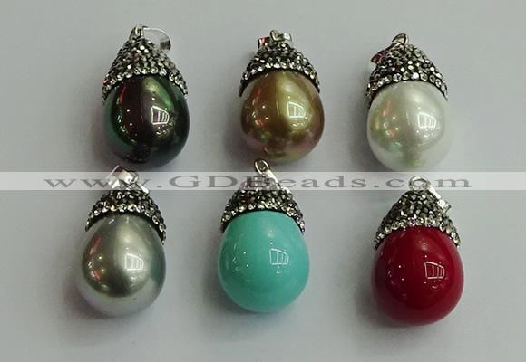 CGP464 15*25mm - 15*30mm teardrop pearl shell pendants wholesale