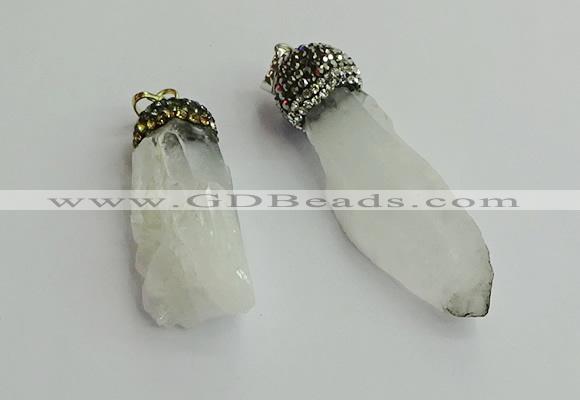 CGP489 15*35mm - 18*45mm nugget white crystal pendants wholesale