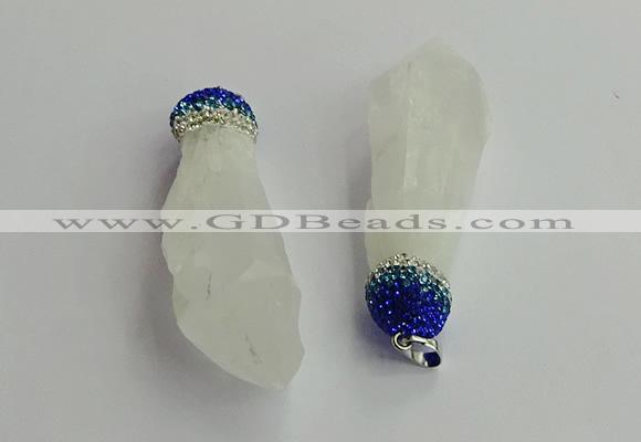 CGP604 18*55mm - 20*60mm nuggets white crystal pendants