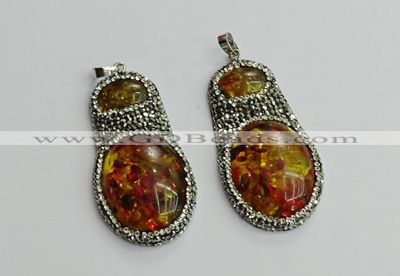 CGP610 35*50mm - 35*55mm freeform synthetic amber pendants