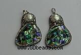 CGP612 35*55mm freeform abalone shell & shell pearl pendants