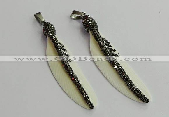 CGP650 18*75mm feather bone pendants wholesale