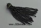 CGP682 3mm faceted round handmade hematite beaded tassel pendants