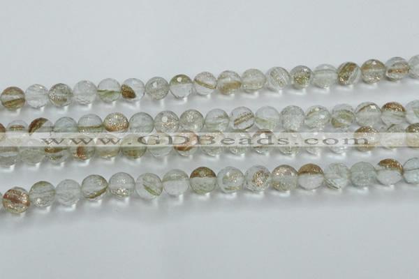 CGQ24 15.5 inches 8mm faceted round gold sand quartz beads