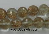 CGQ26 15.5 inches 12mm faceted round gold sand quartz beads