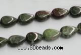 CGR08 16 inches 8*12mm flat teardrop green rain forest stone beads