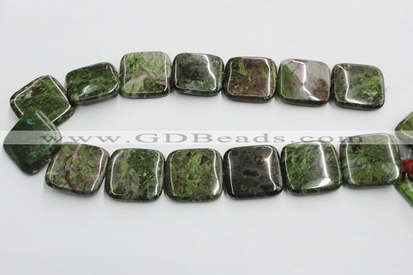 CGR20 16 inches 30*30mm square green rain forest stone beads wholesale