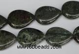 CGR24 15.5 inches 15*20mm flat teardrop green rain forest stone beads