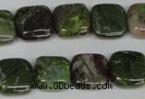 CGR32 15.5 inches 10*10mm square green rain forest stone beads