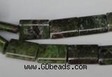 CGR35 15.5 inches 10*14mm flat tube green rain forest stone beads