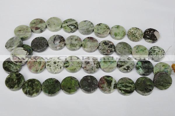 CGR38 15.5 inches 22mm coin green rain forest stone beads