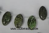 CGR40 Top-drilled 10*18mm marquise green rain forest stone beads