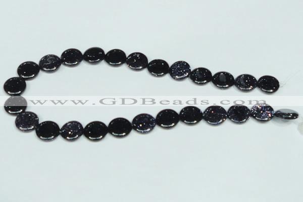 CGS122 15.5 inches 15mm flat round blue goldstone beads wholesale