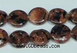 CGS208 15.5 inches 14mm flat round blue & brown goldstone beads wholesale