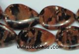 CGS214 15.5 inches 18*25mm flat teardrop blue & brown goldstone beads