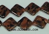 CGS219 15.5 inches 14*14mm diamond blue & brown goldstone beads