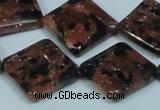 CGS220 15.5 inches 20*20mm diamond blue & brown goldstone beads