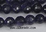 CGS480 15.5 inches 8mm faceted round blue goldstone beads