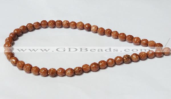 CGS58 15.5 inches 8mm faceted round goldstone beads wholesale