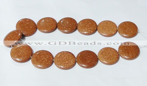 CGS78 15.5 inches 30mm coin goldstone beads wholesale