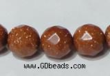 CGS89 15.5 inches 16mm faceted round goldstone beads wholesale