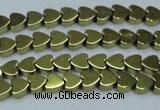 CHE1000 15.5 inches 6*6mm heart plated hematite beads wholesale