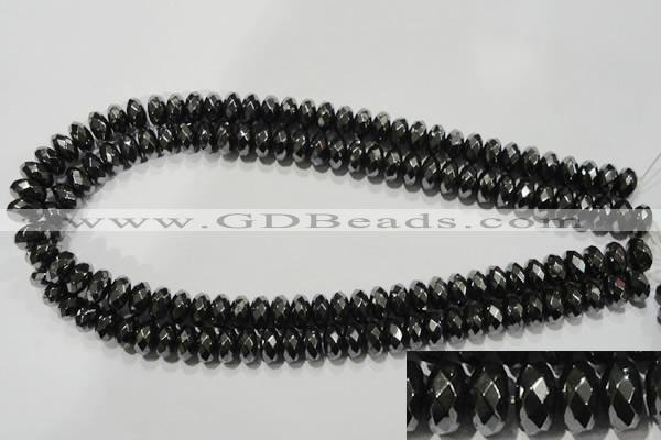 CHE105 15.5 inches 6*10mm faceted rondelle hematite beads wholesale