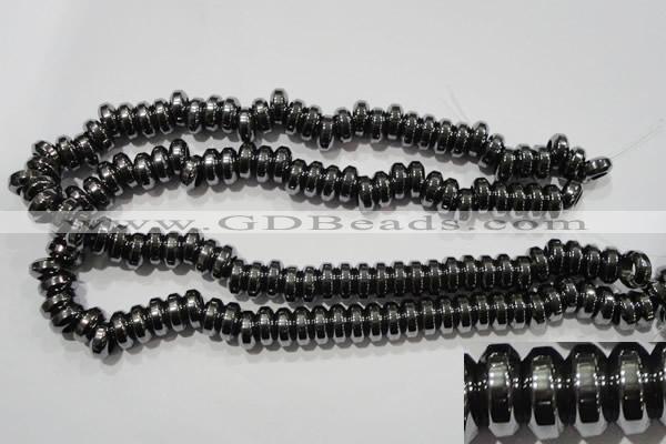 CHE111 15.5 inches 5*12mm rondelle large hole hematite beads