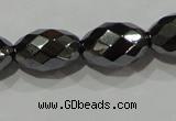 CHE145 15.5 inches 8*12mm faceted rice hematite beads wholesale