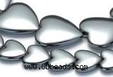 CHE16 16 inches 16mm & 25mm heart shape hematite beads Wholesale