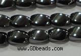 CHE160 15.5 inches 5*8mm twisted rice hematite beads