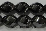 CHE166 15.5 inches 10*12mm twisted rice hematite beads