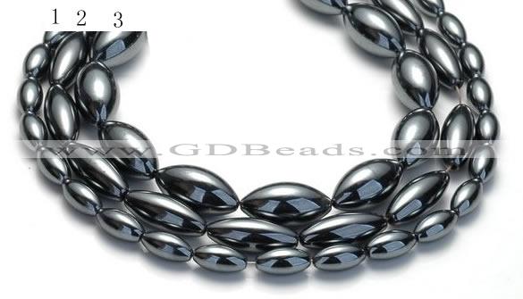 CHE20 16 inches 6*12mm & 8*20mm & 10*20mm rice hematite beads