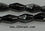 CHE220 15.5 inches 6*12mm faceted rice hematite beads wholesale