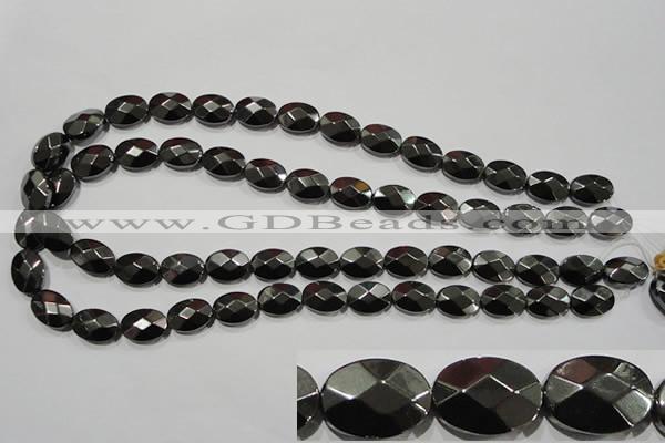 CHE281 15.5 inches 10*14mm faceted oval hematite beads wholesale