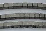 CHE440 15.5 inches 3*3mm cube matte plated hematite beads wholesale