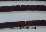 CHE442 15.5 inches 3*3mm cube matte plated hematite beads wholesale