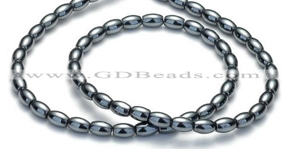 CHE52 15.5  inches 6*9mm rice shape hematite beads Wholesale