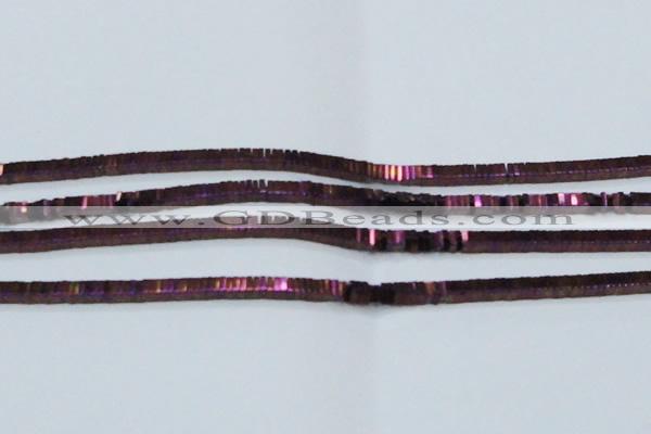 CHE573 15.5 inches 1*3*3mm square plated hematite beads wholesale