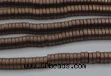 CHE682 15.5 inches 1*4mm tyre matte plated hematite beads