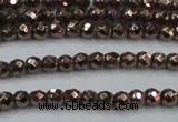 CHE691 15.5 inches 2mm faceted round plated hematite beads