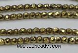 CHE692 15.5 inches 2mm faceted round plated hematite beads