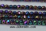 CHE696 15.5 inches 2mm faceted round plated hematite beads