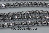 CHE710 15.5 inches 4mm faceted round plated hematite beads