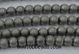 CHE721 15.5 inches 4mm round matte plated hematite beads wholesale