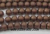 CHE723 15.5 inches 4mm round matte plated hematite beads wholesale