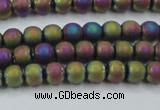 CHE725 15.5 inches 4mm round matte plated hematite beads wholesale